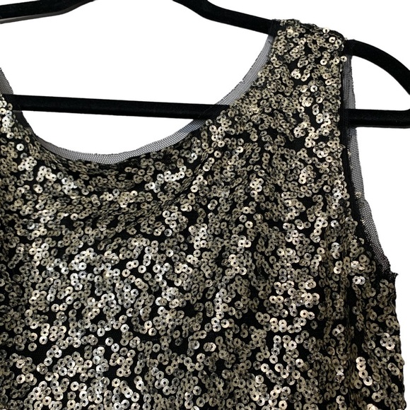 THML Black mesh overlay with gold sequins party dress. Size M NWT - Picture 4 of 9